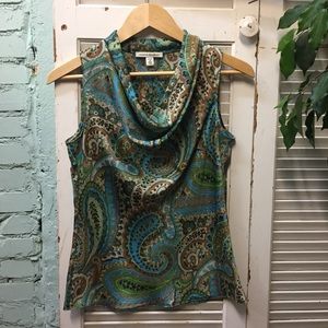 Banana Republic Sleeveless Cowl Neck Paisley Top